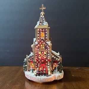 Illuminated Holiday Church Decoration